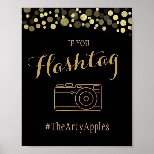 金ゴールドとブラックのソーシャル結婚・メディアまたはパーティーのサイン ポスター (正面)