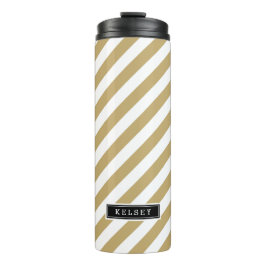 金ゴールドとブラックの名門私立校風のモノグラストライプム タンブラー