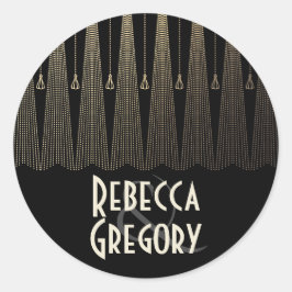 金ゴールドとブラックアールデコシックなヴィンテージウェディング ラウンドシール