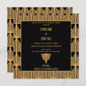 金ゴールドとブラックアールデコパターンのリハーサルディナー 招待状 (正面/裏面)