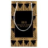 金ゴールドとブラックアールデコパタ結婚ーンありがとう スモールペーパーバッグ (正面)