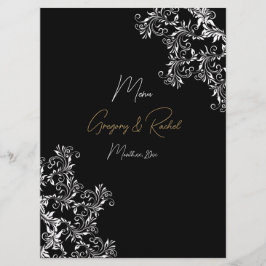 金ゴールドとブラックウェディングレセプション メニュー