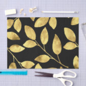 金ゴールドとブラックウォーターの色葉の 薄葉紙 (クラフト)