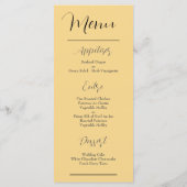 金ゴールドとブラックエレガントスタイル結婚ズ メニュー (裏面)