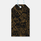 金ゴールドとブラックエレガントフローラ結婚の感謝 ギフトタグ (裏面)