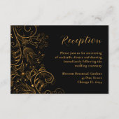 金ゴールドとブラックエレガントフローラ結婚披露宴 エンクロージャーカード (正面)