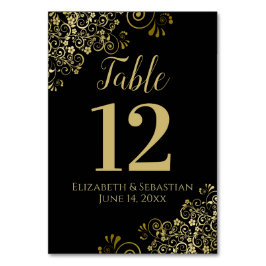 金ゴールドとブラックエレガント・フリリ結婚ーズ テーブルナンバー