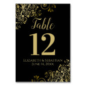 金ゴールドとブラックエレガント・フリリ結婚ーズ テーブルナンバー (裏面)