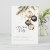 金ゴールドとブラックオーナメントバウブルクリスマスパーティー 招待状 (スタンド正面)