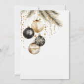 金ゴールドとブラックオーナメントバウブルクリスマスパーティー 招待状 (裏面)