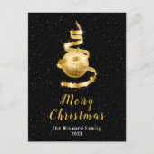 金ゴールドとブラックオーナメントメリークリスマス シーズンポストカード (正面)