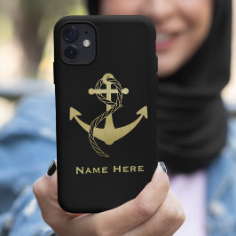 金ゴールドとブラックカスタムの航海の電話ケース Case-Mate iPhone 14ケース