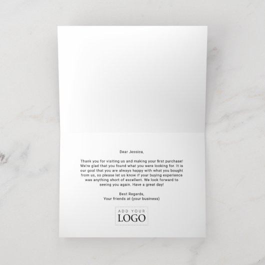 金ゴールドとブラックカスタムロゴのビジネス用文房具 箔グリーティングカード (内側レイダウン)