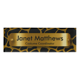 金ゴールドとブラックキリンのパターンと金ゴールドラベルプレート 名札
