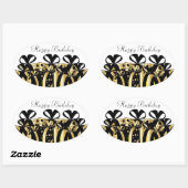 金ゴールドとブラックギフトのプレゼント カスタマイズ |  楕円形シール (シート)