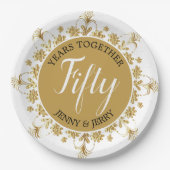 金ゴールドとブラッククラシック記念日紙プレート ペーパープレート (正面)