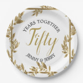 金ゴールドとブラッククラシック記念日紙プレート ペーパープレート (正面)