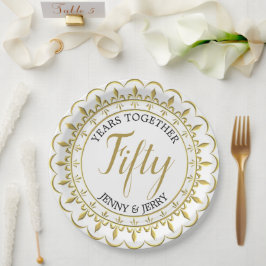 金ゴールドとブラッククラシック記念日紙プレート ペーパープレート