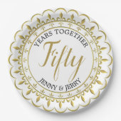 金ゴールドとブラッククラシック記念日紙プレート ペーパープレート (正面)