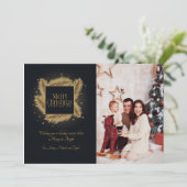金ゴールドとブラッククリスマスの写真カード サンキューカード (スタンド正面)