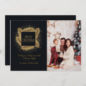 金ゴールドとブラッククリスマスの写真カード サンキューカード (正面/裏面)