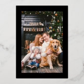 金ゴールドとブラッククリスマスツリーのレタリング写真 箔シーズンカード (裏面)