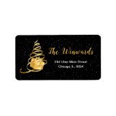 金ゴールドとブラッククリスマスプレゼント ラベル (正面)