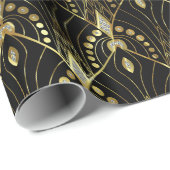 金ゴールドとブラックグラムのアールデコパターン ラッピングペーパー (ロールコーナー)