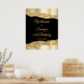 金ゴールドとブラックグラムティアーズ誕生日ウェルカム ポスター (キッチン)