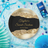 金ゴールドとブラックグラムティアーズSweet sixteen ペーパープレート (パーティー)