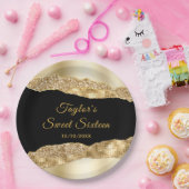 金ゴールドとブラックグラムティアーズSweet sixteen ペーパープレート (パーティー)