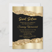 金ゴールドとブラックグラムティアーズSweet sixteen 招待状 (正面)