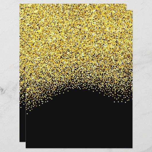 金ゴールドとブラックグリッターテクススクラップブック紙 (正面/裏面)