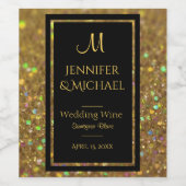 金ゴールドとブラックグリッタールックワインラベル ワインラベル (シングルラベル)