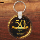 金ゴールドとブラックグリッター結婚編集年 キーホルダー (正面)