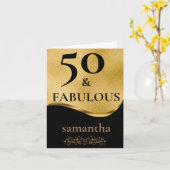 金ゴールドとブラックグリッター50と素晴らしい誕生日 カード (黄色い花)