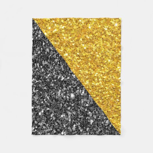 金ゴールドとブラックグリッター フリースブランケット (正面)