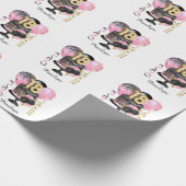 金ゴールドとブラックケーキ18誕生日名 ラッピングペーパー (角)