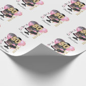 金ゴールドとブラックケーキ50誕生日名 ラッピングペーパー (角)