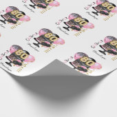 金ゴールドとブラックケーキ80誕生日名 ラッピングペーパー (角)