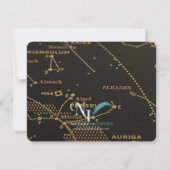 金ゴールドとブラックコンステレーションウェディング日付を保存 セーブザデート (裏面)