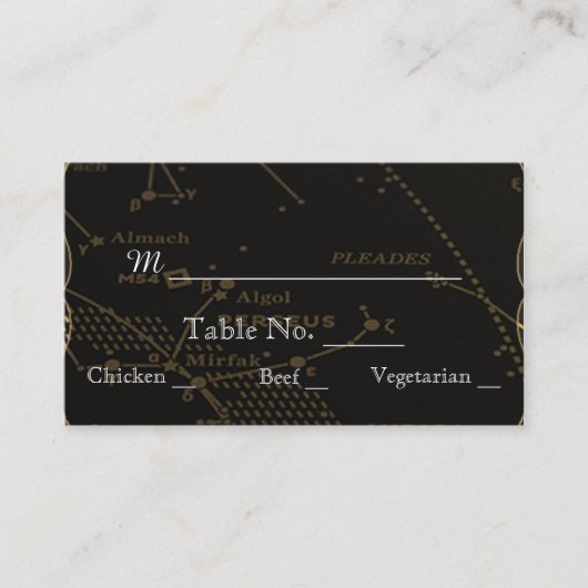 金ゴールドとブラックコンステレ結婚ステレーション座席表 プレイスカード (正面)