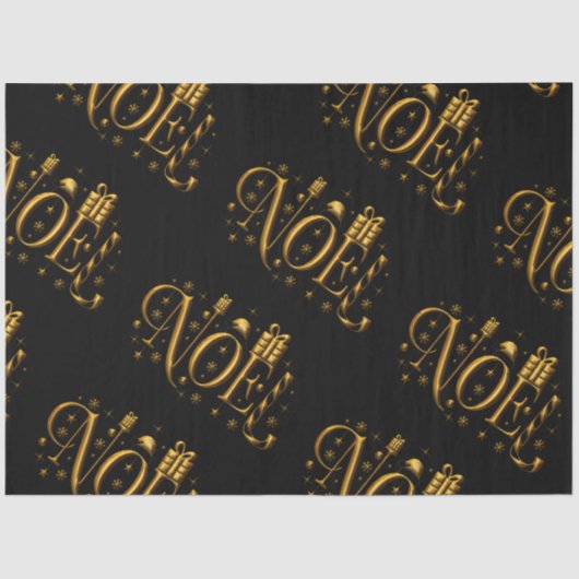 金ゴールドとブラックコンテンポラリークリスマス 薄葉紙 (正面)