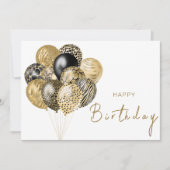 金ゴールドとブラックサファリバルーンハッピーバースデー カード (正面)