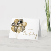 金ゴールドとブラックサファリバルーンハッピーバースデー カード (正面)