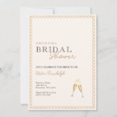 金ゴールドとブラックシャンパンブライダルシャワー招待 招待状 (正面)