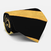 金ゴールドとブラックジグザグパターン ネクタイ (ロール)