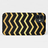 金ゴールドとブラックジグザグパターン Case-Mate iPhoneケース (裏面(横))