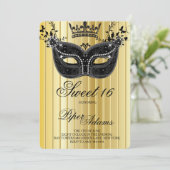 金ゴールドとブラックスウィート16マスカレード招待状 招待状 (スタンド正面)