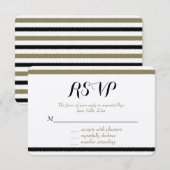 金ゴールドとブラックストライプのRSVP 出欠カード (正面/裏面)